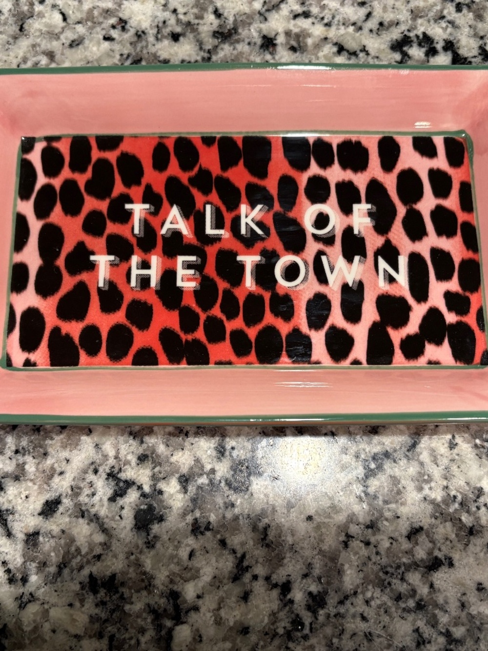 Anthropologie Penny Vanity Trinket Tray Leopard Print and Pink